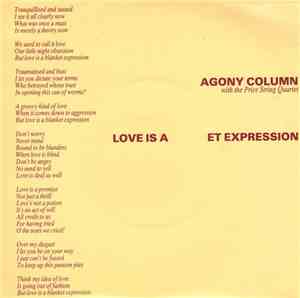 Agony Column  - Love Is A Blanket Expression