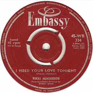 Rikki Henderson - I Need Your Love Tonight / Never Be Anyone Else But You