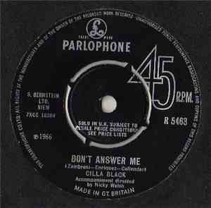 Cilla Black - Don't Answer Me / The Right One Is Left