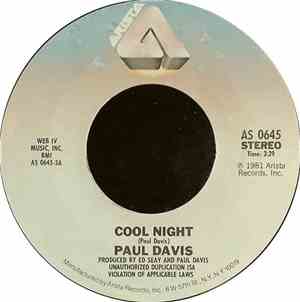 Paul Davis - Cool Night / One More Time For The Lonely