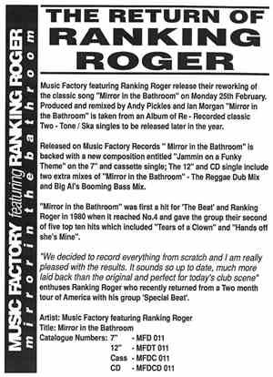 Music Factory Featuring Ranking Roger - Mirror In The Bathroom