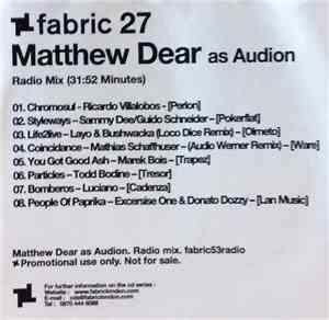 Matthew Dear As Audion - Fabric 27 (Radio mix)