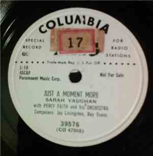 Sarah Vaughan With Percy Faith And His Orchestra - Just A Moment More / I ...