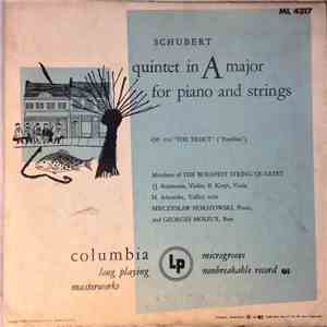 Schubert, Budapest String Quartet - The Trout Quintet In A Major For Piano ...