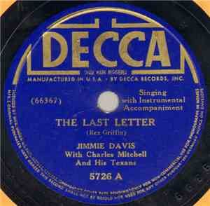 Jimmie Davis With Charles Mitchell And His Texans - The Last Letter / Born  ...