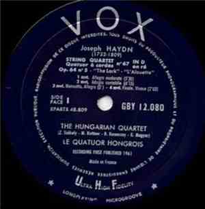 Joseph Haydn / Hungarian String Quartet - Quartet No. 67 In D Major Op. 64, ...