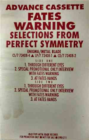 Fates Warning - Special Advance Promotional Cassette: Selections from Perfe ...