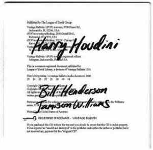 Bill Henderson / Jamison Williams - Harry Houdini