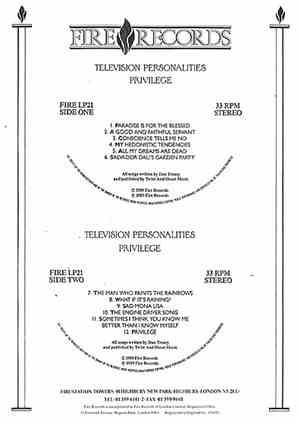 Television Personalities - Privilege