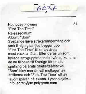 Hothouse Flowers - Find The Time