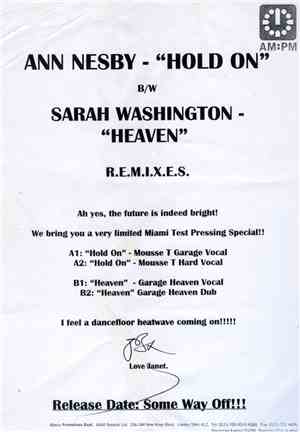 Ann Nesby / Sarah Washington - Hold On / Heaven