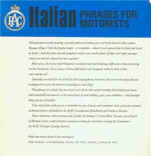 Unknown Artist - Italian Phrases For Motorists