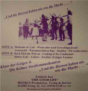 Klaus Der Geiger & Die Kölner Straßenmusikanten - Und Die Herren Haben Nix ...