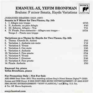 Emanuel Ax, Yefim Bronfman - Brahms: Music for 2 Pianos