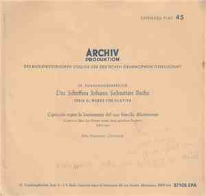 Johann Sebastian Bach, Fritz Neumeyer - Capriccio Sopra La Lontananza Del S ...