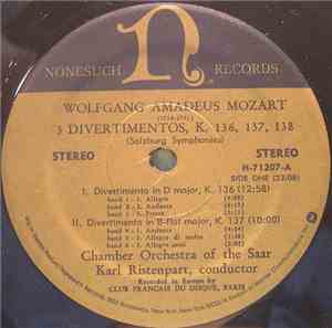 Wolfgang Amadeus Mozart : Chamber Orchestra Of The Saar, Karl Ristenpart -  ...