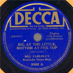 Bill Carlisle's Kentucky Home Boys - Moonlight Blues / Big At The Little, B ...